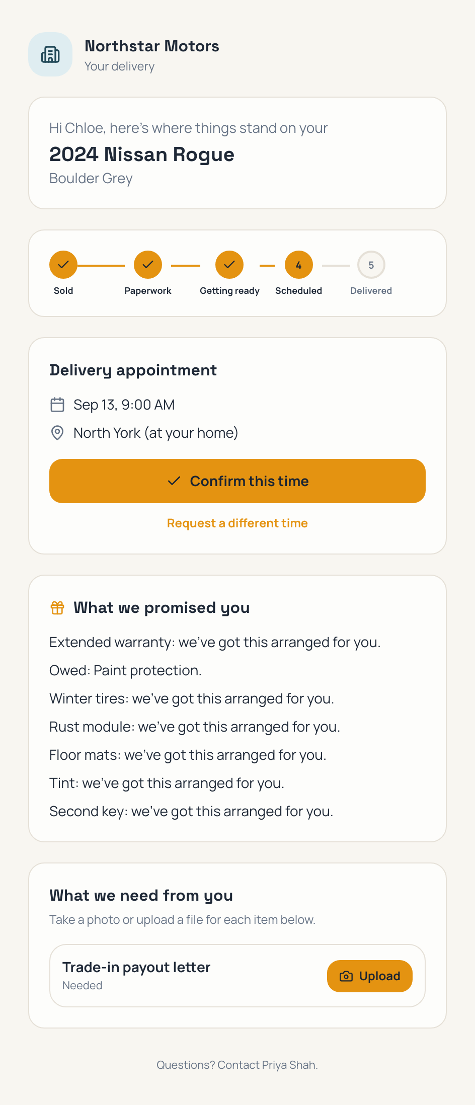 Customer portal on a phone